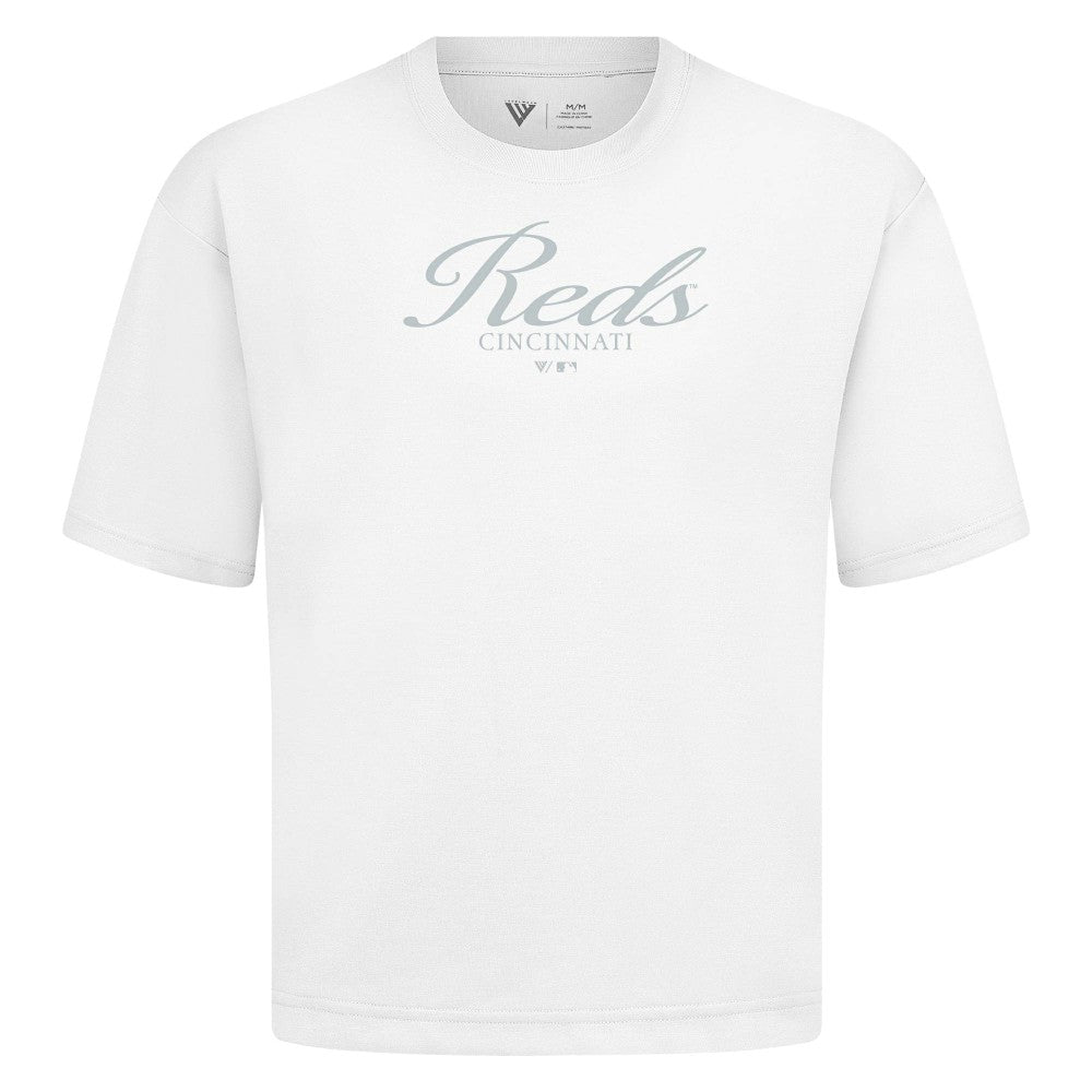 Cincinnati Reds Levelwear Ethereal Oversized Luxe Signature Knit T-Shirt for sale