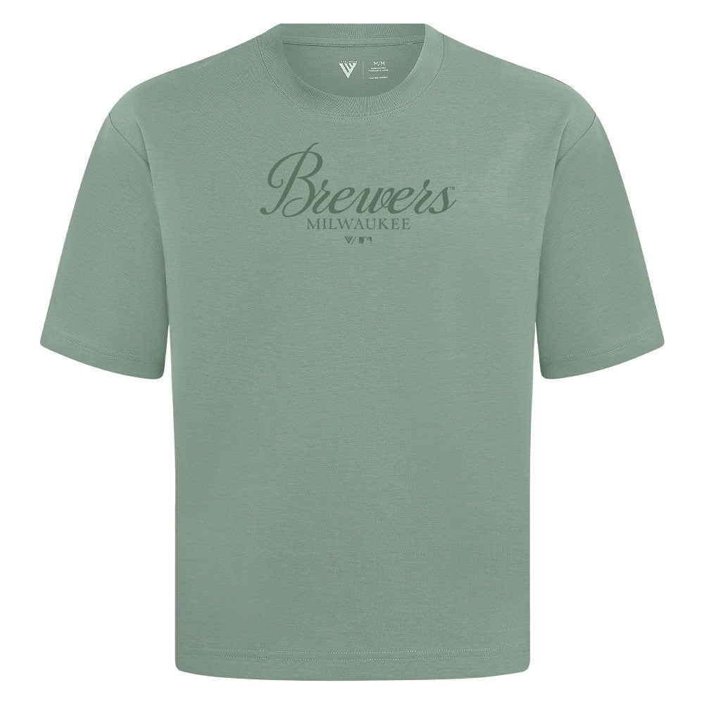 Milwaukee Brewers Levelwear Ethereal Oversized Luxe Signature Knit T-Shirt Sale
