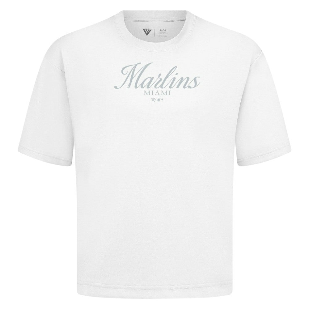 Miami Marlins Levelwear Ethereal Oversized Luxe Signature Knit T-Shirt Outlet