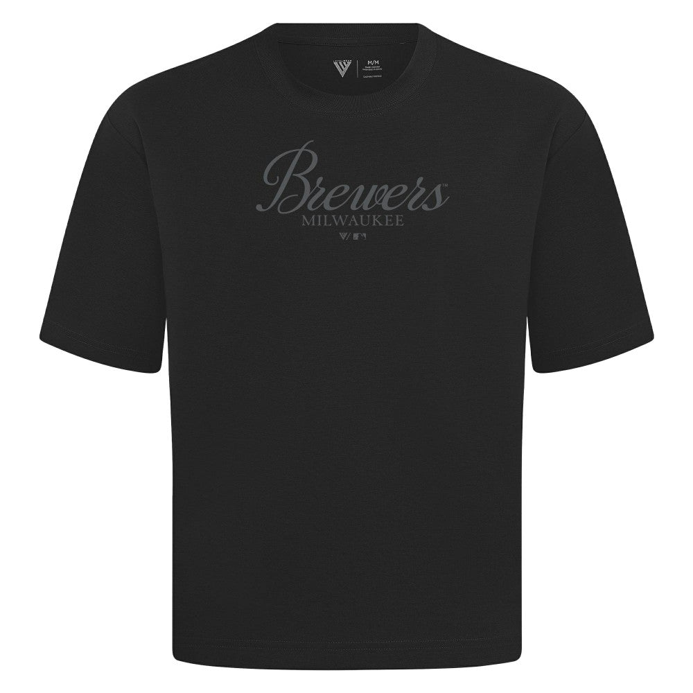 Milwaukee Brewers Levelwear Ethereal Oversized Luxe Signature Knit T-Shirt for sale