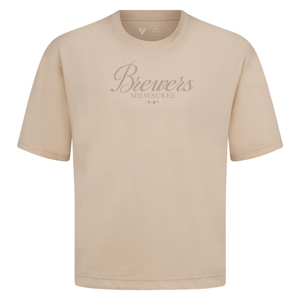 Milwaukee Brewers Levelwear Ethereal Oversized Luxe Signature Knit T-Shirt Sale
