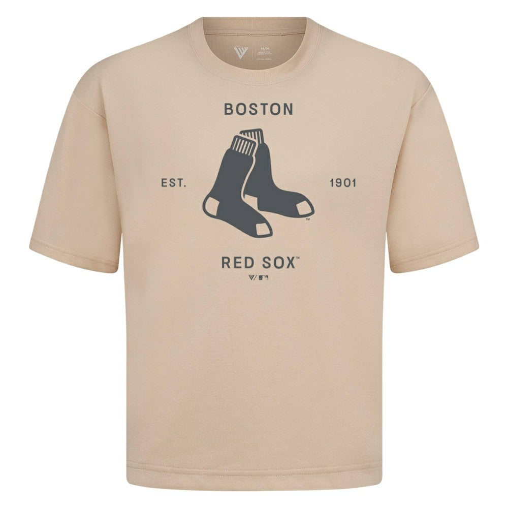 Boston Red Sox Levelwear Crossway Oversized Luxe Signature Knit T-Shirt Near Me