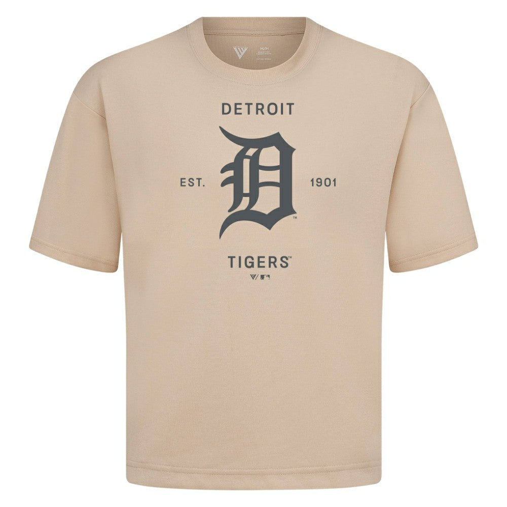 Detroit Tigers Levelwear Crossway Oversized Luxe Signature Knit T-Shirt Discount
