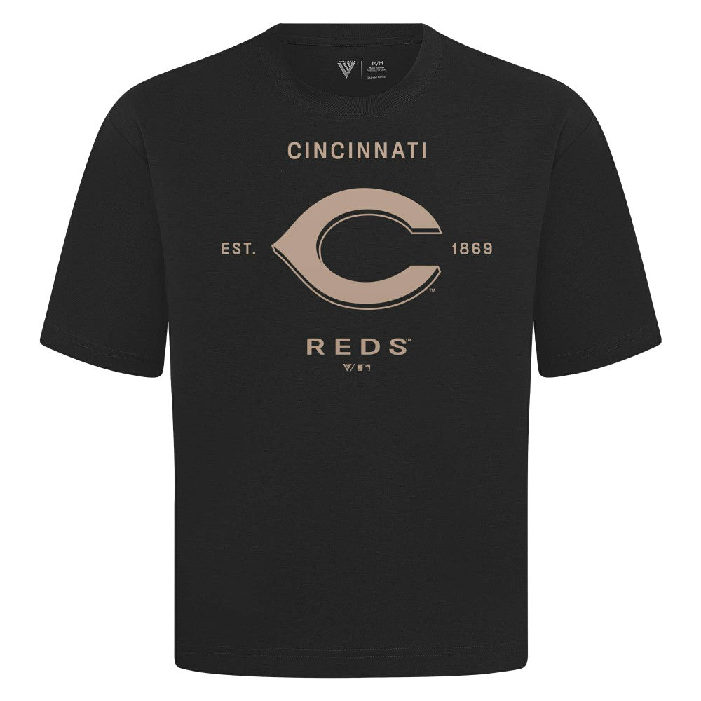 Cincinnati Reds Levelwear Crossway Oversized Luxe Signature Knit T-Shirt for sale
