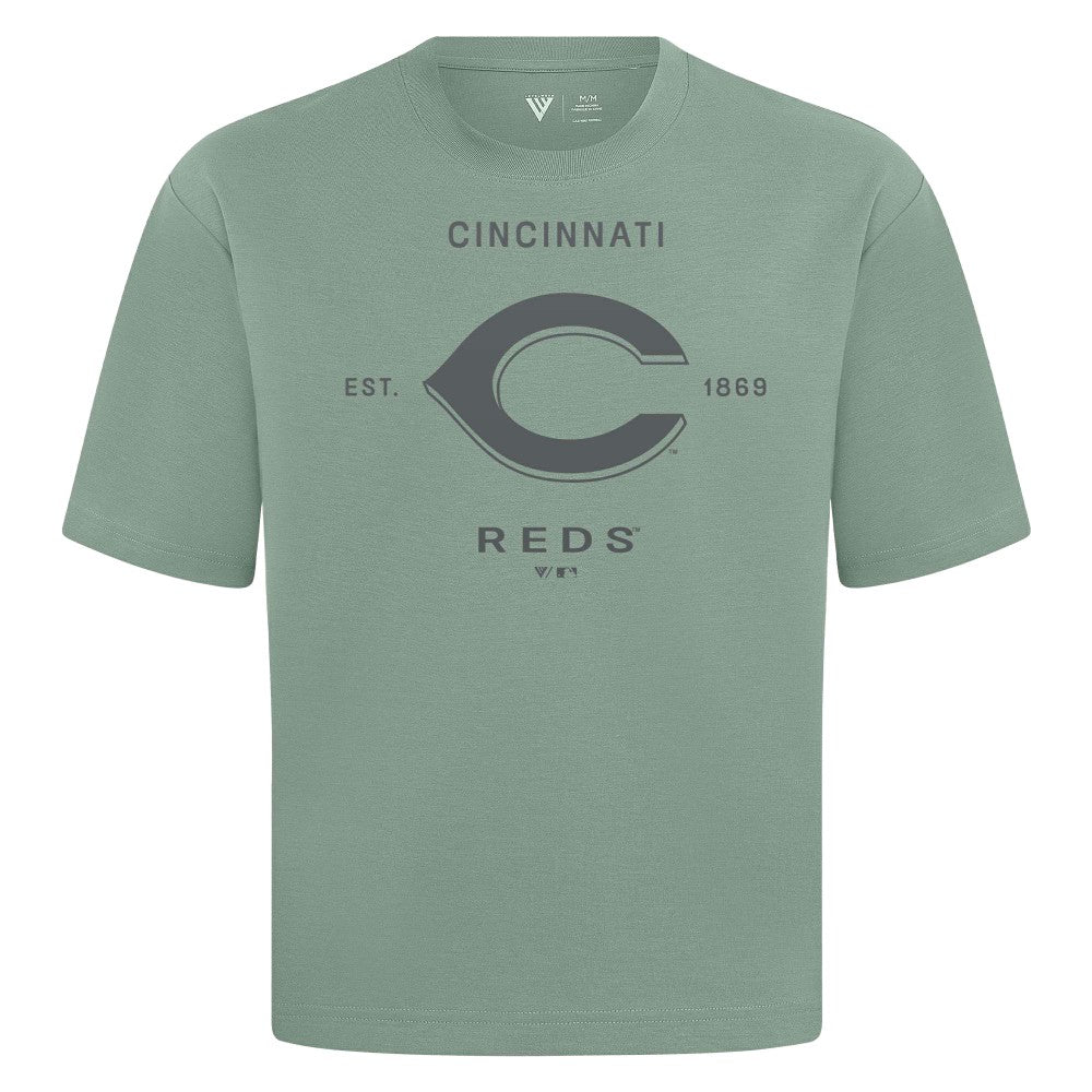 Cincinnati Reds Levelwear Crossway Oversized Luxe Signature Knit T-Shirt Near Me