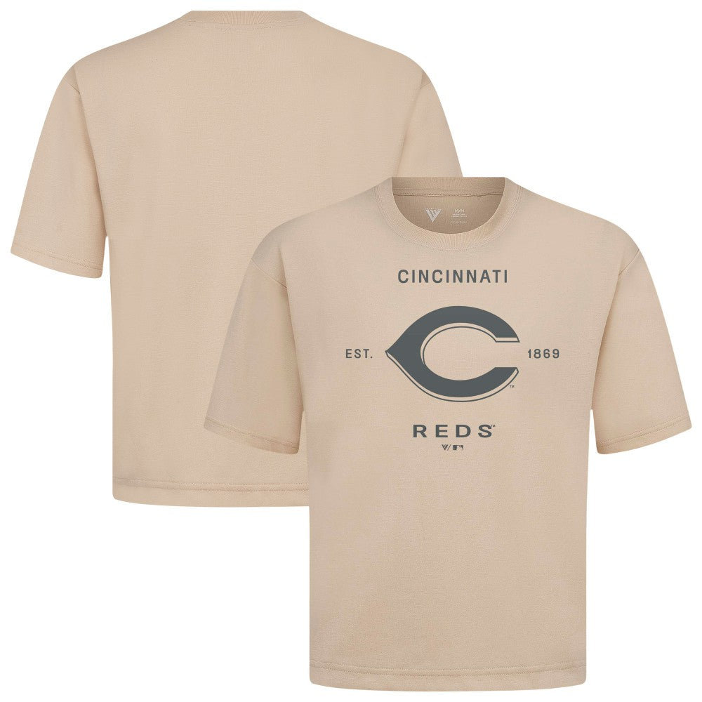 Cincinnati Reds Levelwear Crossway Oversized Luxe Signature Knit T-Shirt Discount