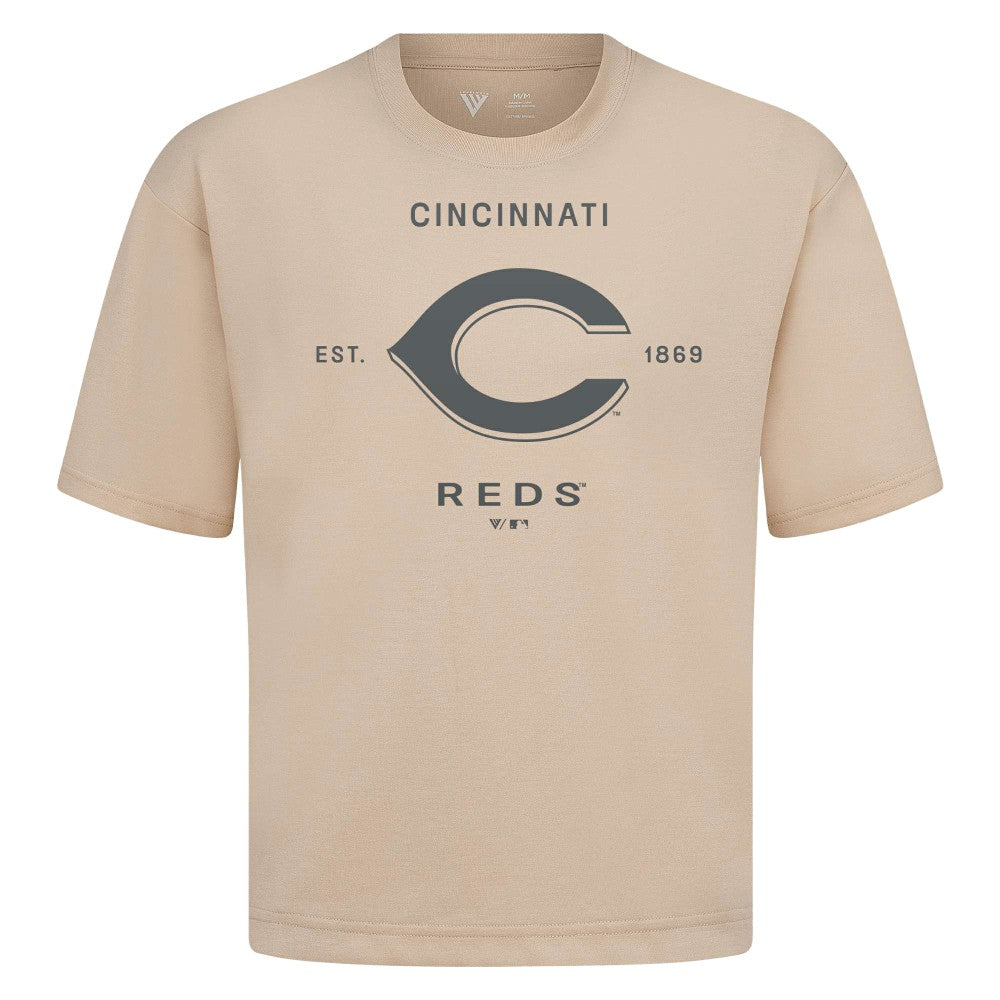 Cincinnati Reds Levelwear Crossway Oversized Luxe Signature Knit T-Shirt Discount
