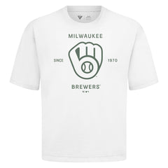 Milwaukee Brewers Levelwear Crossway Oversized Luxe Signature Knit T-Shirt Discount