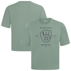 Milwaukee Brewers Levelwear Crossway Oversized Luxe Signature Knit T-Shirt Discount