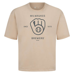 Milwaukee Brewers Levelwear Crossway Oversized Luxe Signature Knit T-Shirt Discount