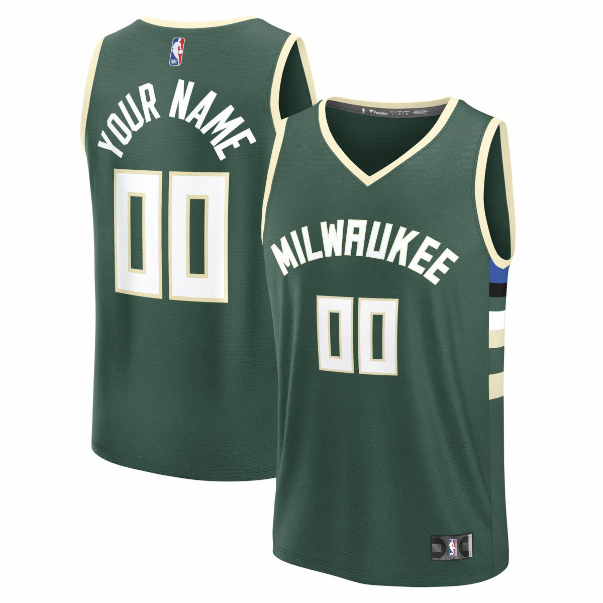 Fanatics Milwaukee Bucks Youth Fast Break Custom Replica Jersey Green Icon Edition