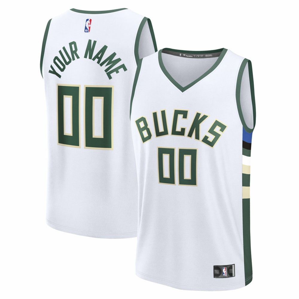 Fanatics Milwaukee Bucks Fast Break Custom Jersey Association Edition White
