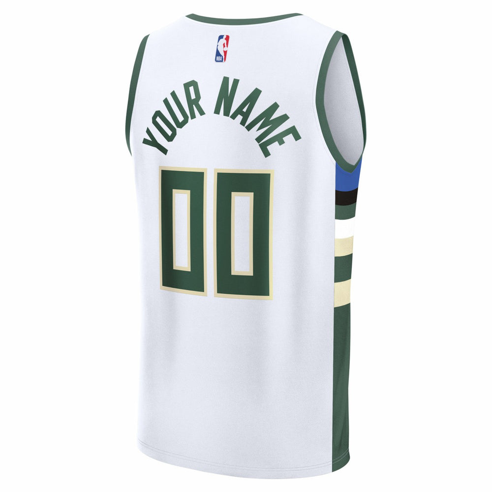 Fanatics Milwaukee Bucks Fast Break Custom Jersey Association Edition White