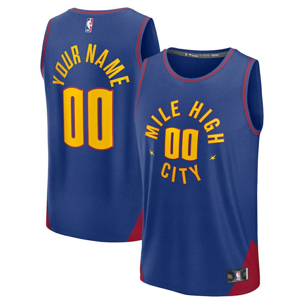 Fanatics Denver Nuggets Youth Fast Break Custom Replica Jersey Blue Statement Edition