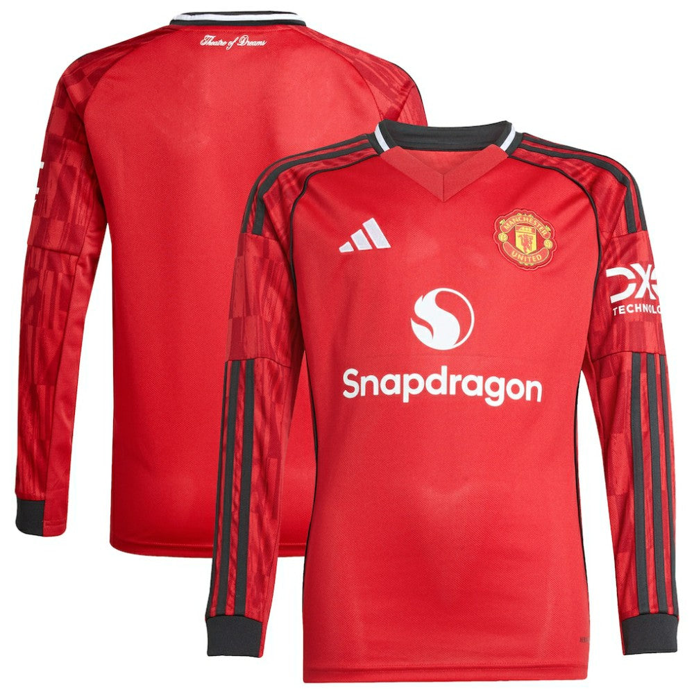 Adidas - Manchester United Youth Home 2025/26 Replica Long Sleeve Jersey - Red