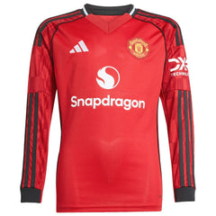 Adidas - Manchester United Youth Home 2025/26 Replica Long Sleeve Jersey - Red