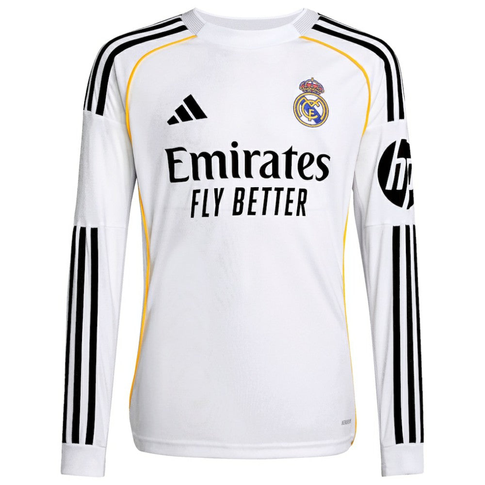 Adidas - Real Madrid Youth 2025/26 Home Replica Long Sleeve Jersey - White