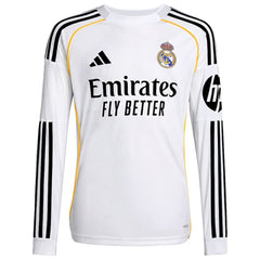 Adidas - Real Madrid Youth 2025/26 Home Replica Long Sleeve Jersey - White