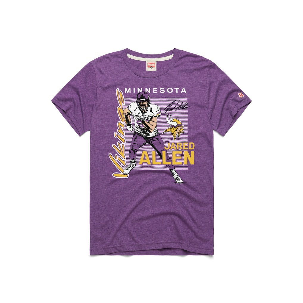 Jared Allen Minnesota Vikings Homage Unisex HOF Player Graphic Tri-Blend T-Shirt - Purple - NFL