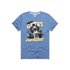 Antonio Gates Los Angeles Chargers Homage Unisex Caricature Retired Player Tri-Blend T-Shirt - Powder Blue - NFL