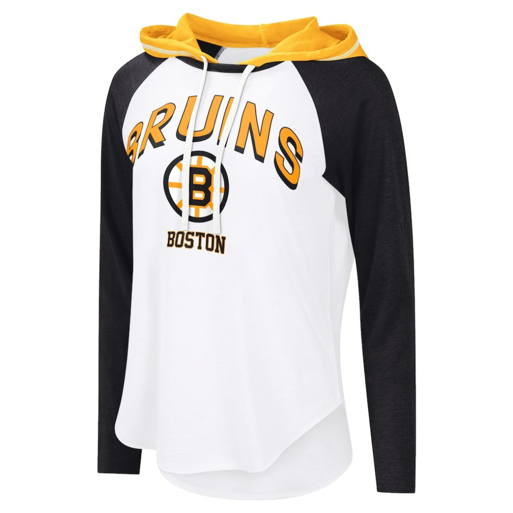 Boston Bruins G-III 4Her by Carl Banks Women's MVP Hooded Long-Sleeve T-Shirt - White | NHL Lifestyle