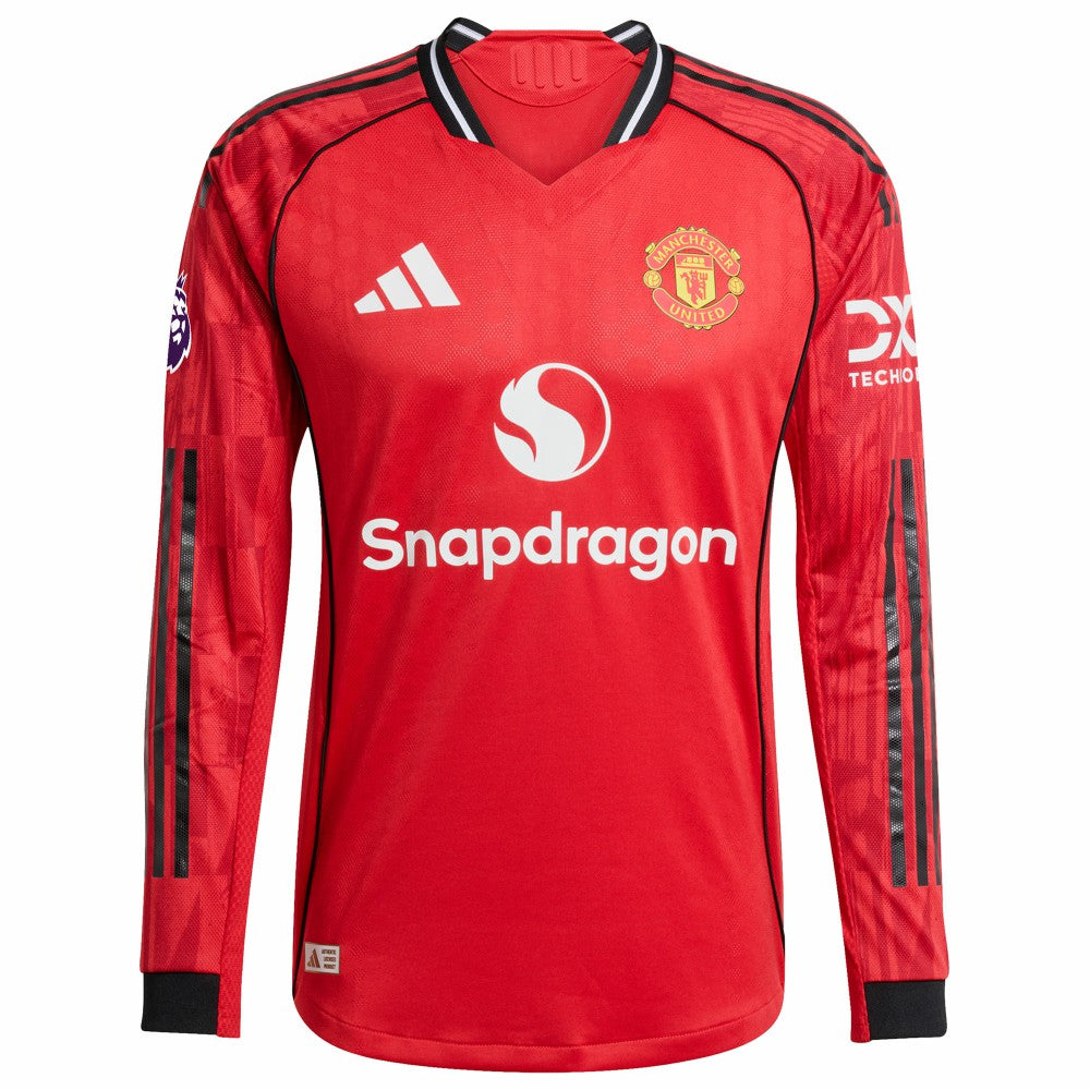 Adidas - Manchester United Home 2025/26 Custom Long Sleeve Jersey - Red