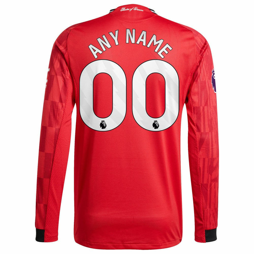 Adidas - Manchester United Home 2025/26 Custom Long Sleeve Jersey - Red