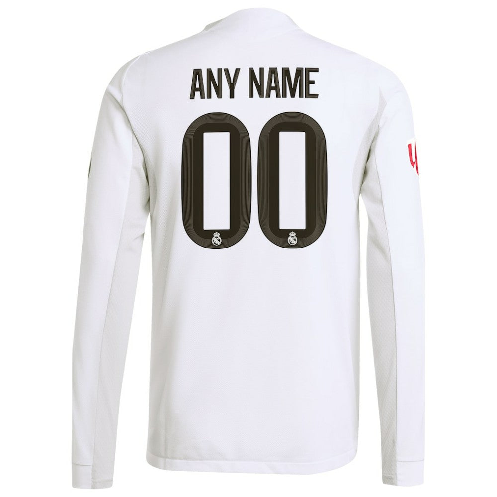 Adidas - Real Madrid 2025/26 Home Long Sleeve Custom Jersey - White