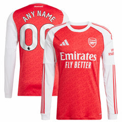 Adidas - Arsenal 2025/26 Home Replica Long Sleeve Custom Jersey - Red