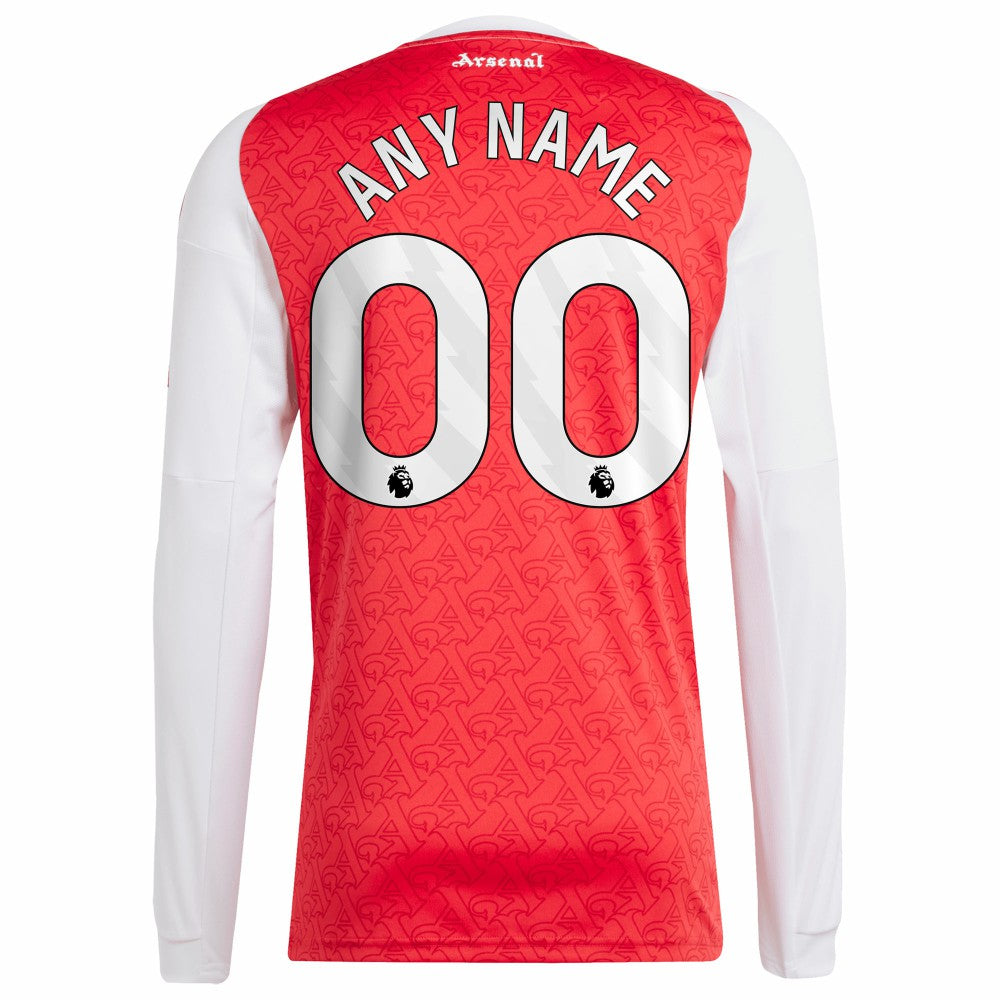 Adidas - Arsenal 2025/26 Home Replica Long Sleeve Custom Jersey - Red