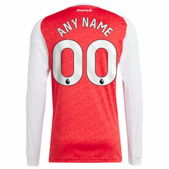 Adidas - Arsenal 2025/26 Home Replica Long Sleeve Custom Jersey - Red
