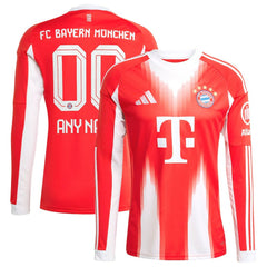 Adidas - Bayern Munich 2025/26 Home Replica Long Sleeve Custom Jersey - Red