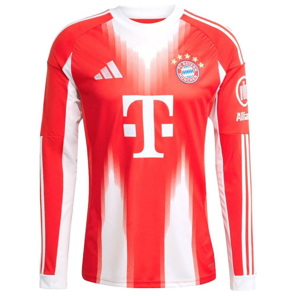 Adidas - Bayern Munich 2025/26 Home Replica Long Sleeve Custom Jersey - Red