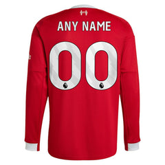 Adidas - Liverpool 2025/26 Home Custom Replica Long Sleeve Jersey - Red