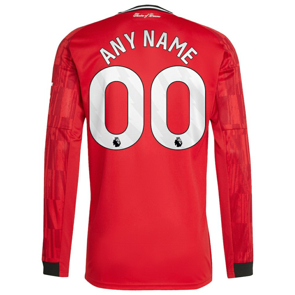 Adidas - Manchester United Home 2025/26 Custom Replica Long Sleeve Jersey - Red