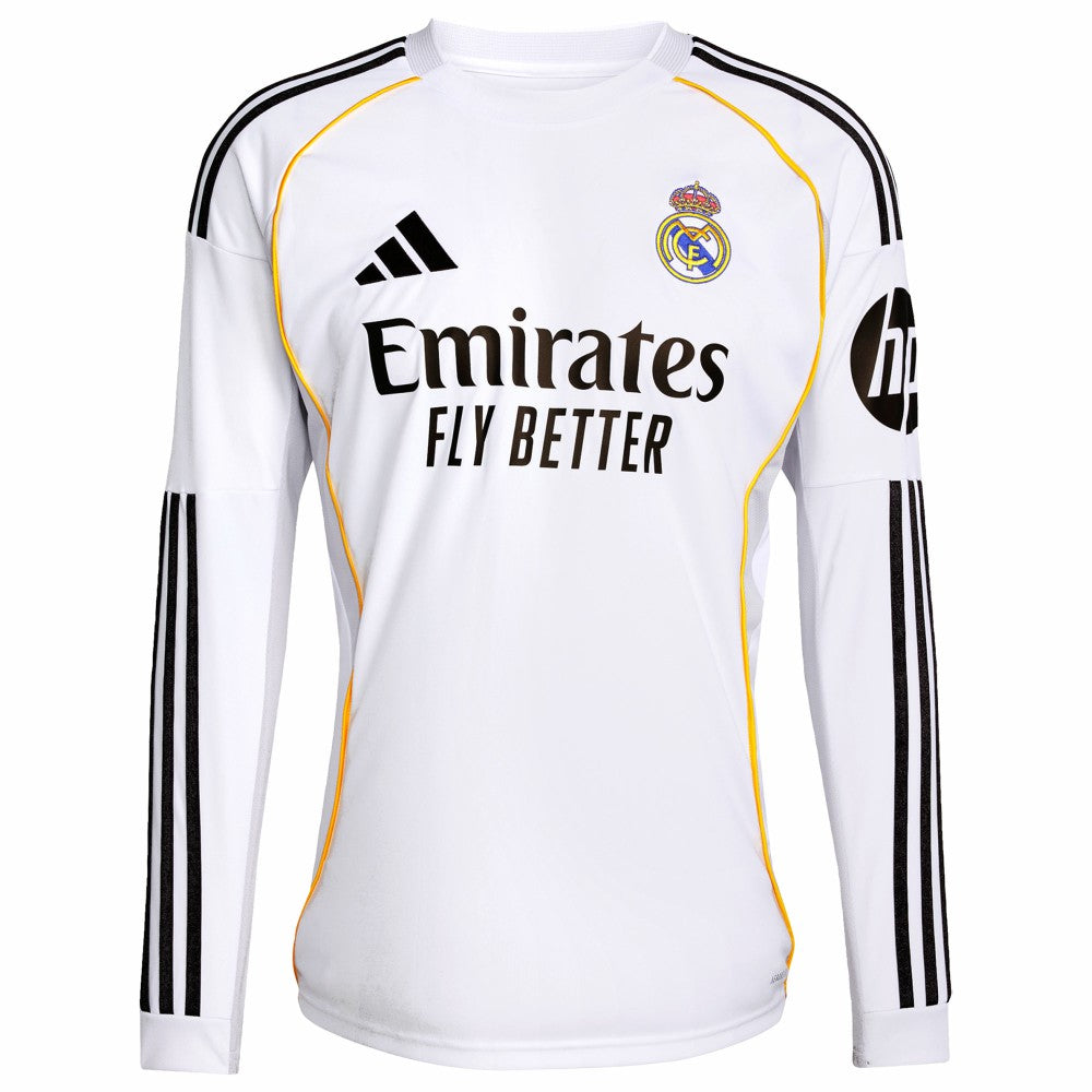 Adidas - Real Madrid 2025/26 Home Replica Long Sleeve Custom Jersey - White