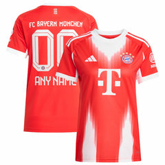 Adidas - Bayern Munich Women's 2025/26 Home Replica Custom Jersey - Red