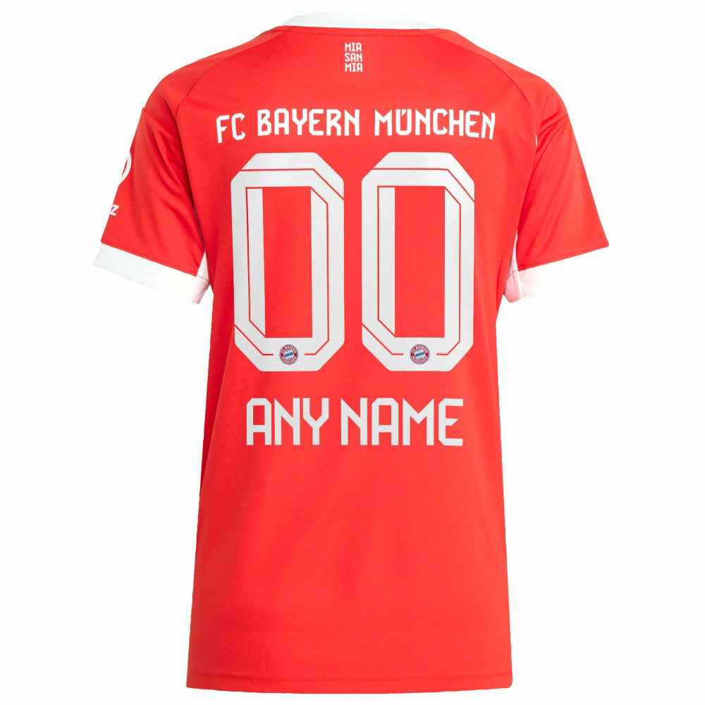Adidas - Bayern Munich Women's 2025/26 Home Replica Custom Jersey - Red