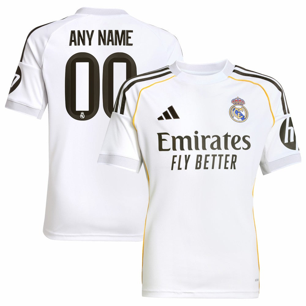 Adidas - Real Madrid Youth 2025/26 Home Replica Custom Jersey - White