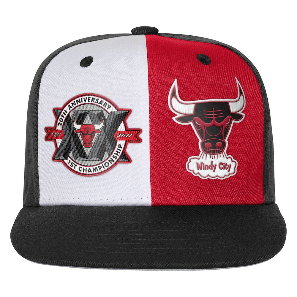 Mitchell & Ness Chicago Bulls Youth 20th Anniversary Duo Front Snapback Hat Black