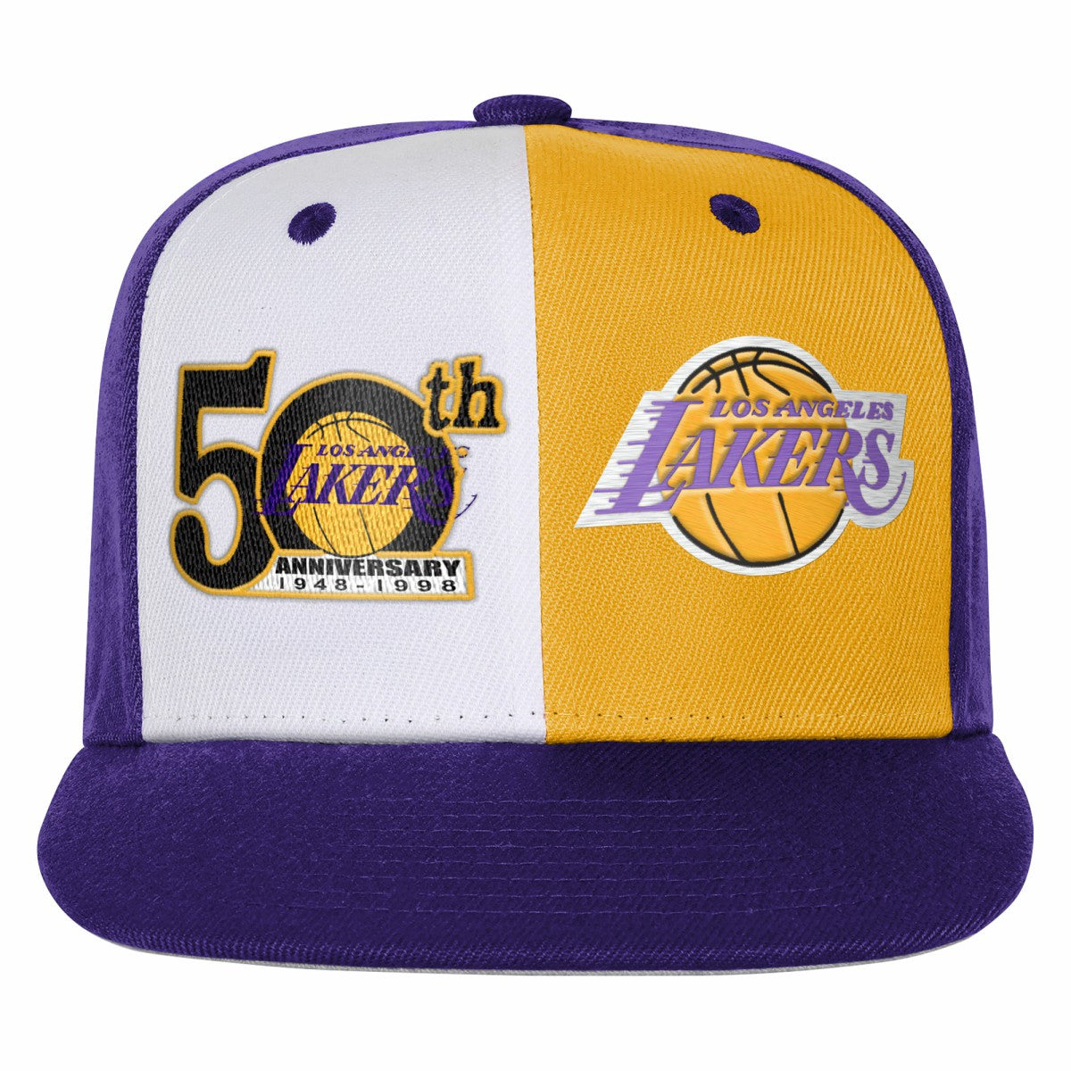 Mitchell & Ness Los Angeles Lakers Youth 50th Anniversary Duo Front Snapback Hat Purple