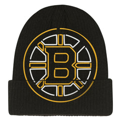 Boston Bruins Mitchell & Ness Youth Neon Line Lights Cuffed Knit Hat - Black | NHL Lifestyle