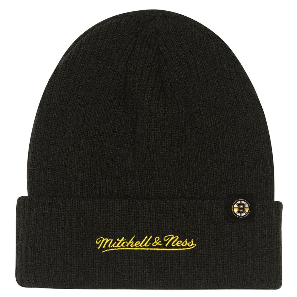 Boston Bruins Mitchell & Ness Youth Neon Line Lights Cuffed Knit Hat - Black | NHL Lifestyle