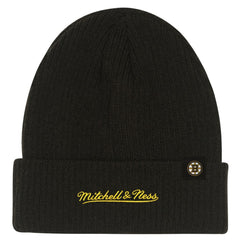 Boston Bruins Mitchell & Ness Youth Neon Line Lights Cuffed Knit Hat - Black | NHL Lifestyle