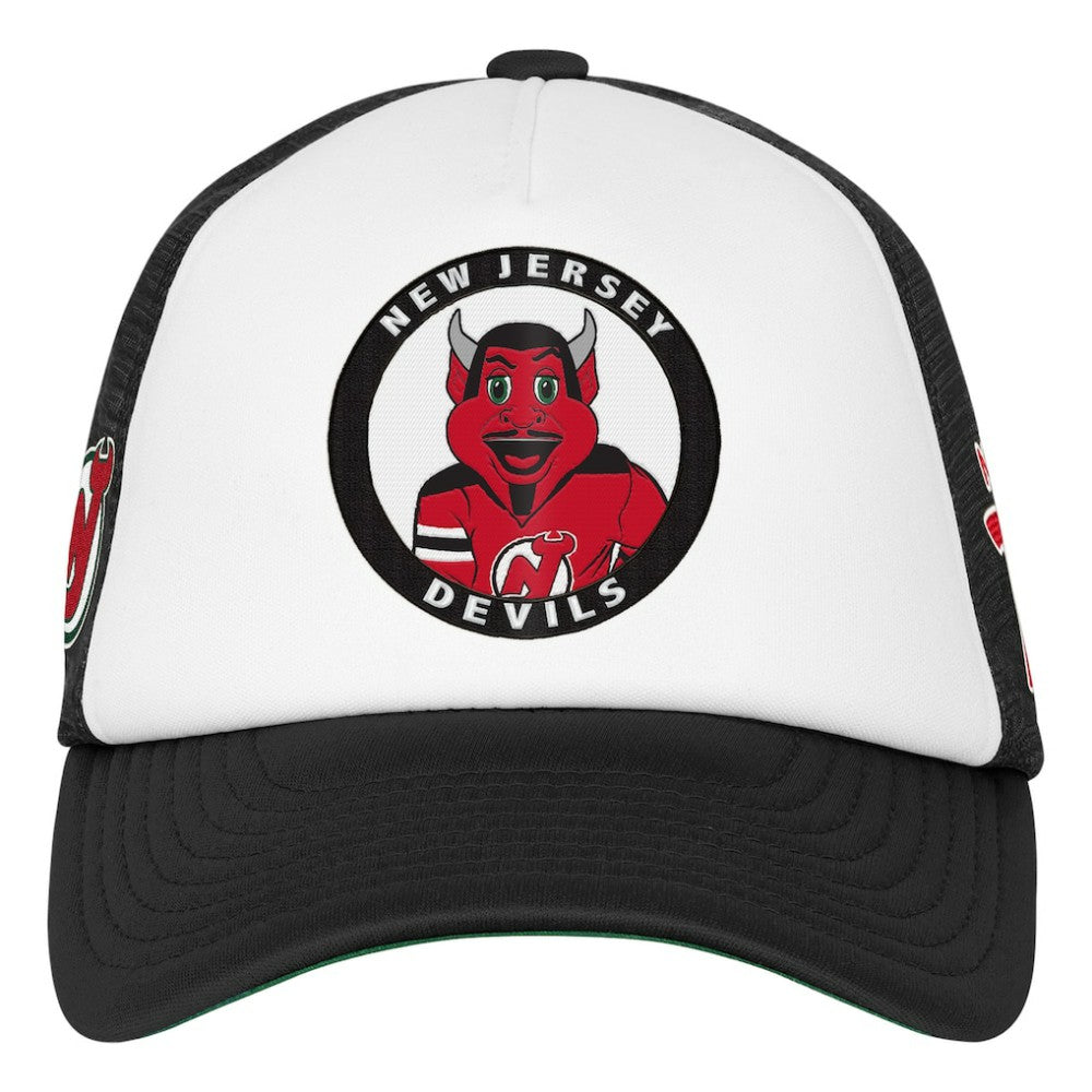 New Jersey Devils Mitchell & Ness Youth Mascot Adjustable Trucker Hat - White | NHL near me