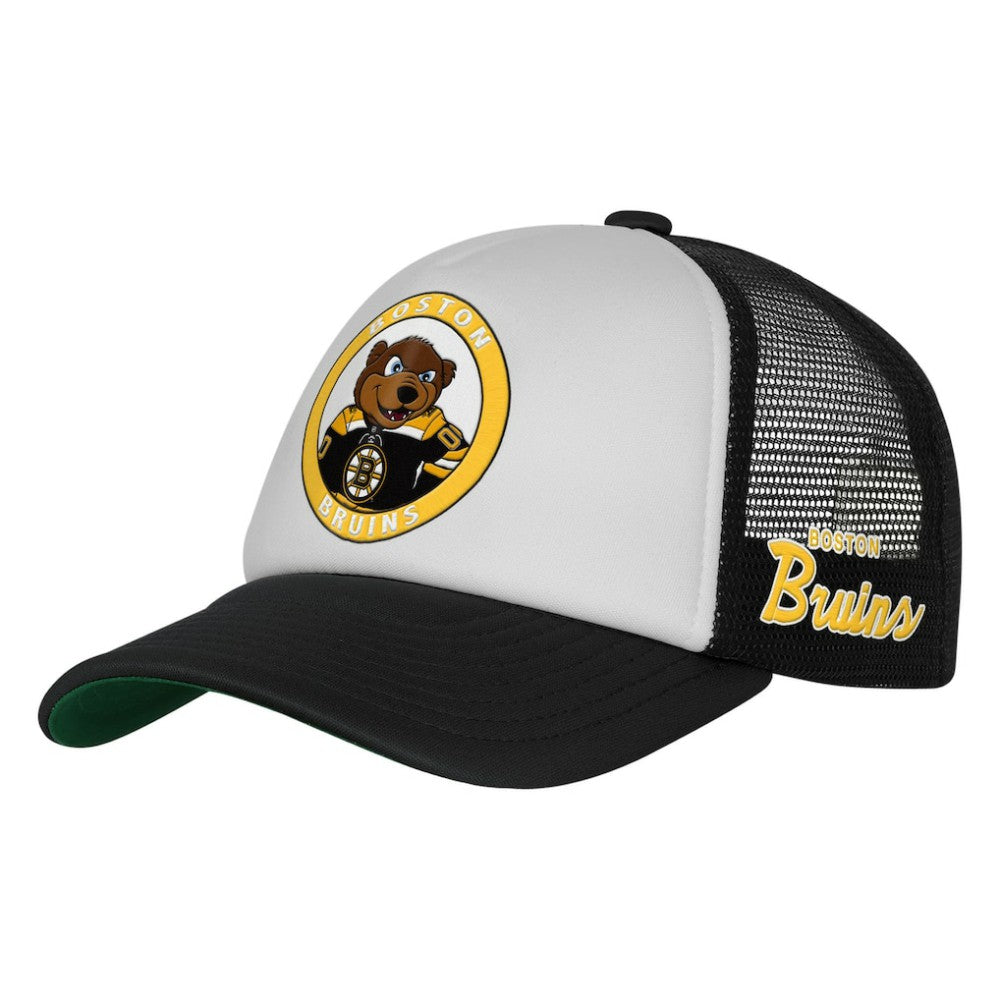 Boston Bruins Mitchell & Ness Youth Mascot Adjustable Trucker Hat - White | NHL sale