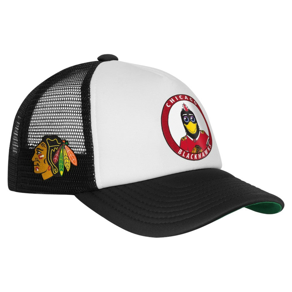 Chicago Blackhawks Mitchell & Ness Youth Mascot Adjustable Trucker Hat - White | NHL discount