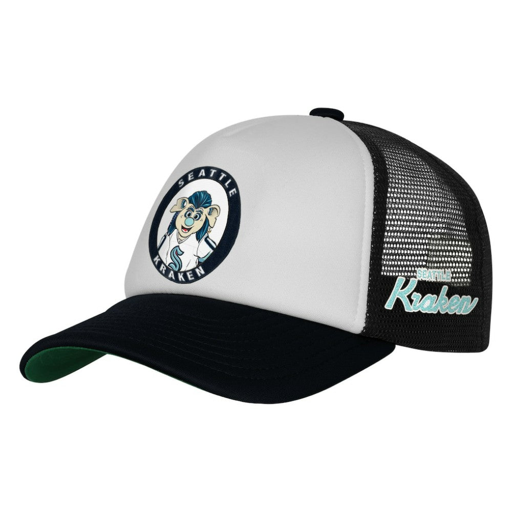 Seattle Kraken Mitchell & Ness Youth Mascot Adjustable Trucker Hat - White | NHL near me