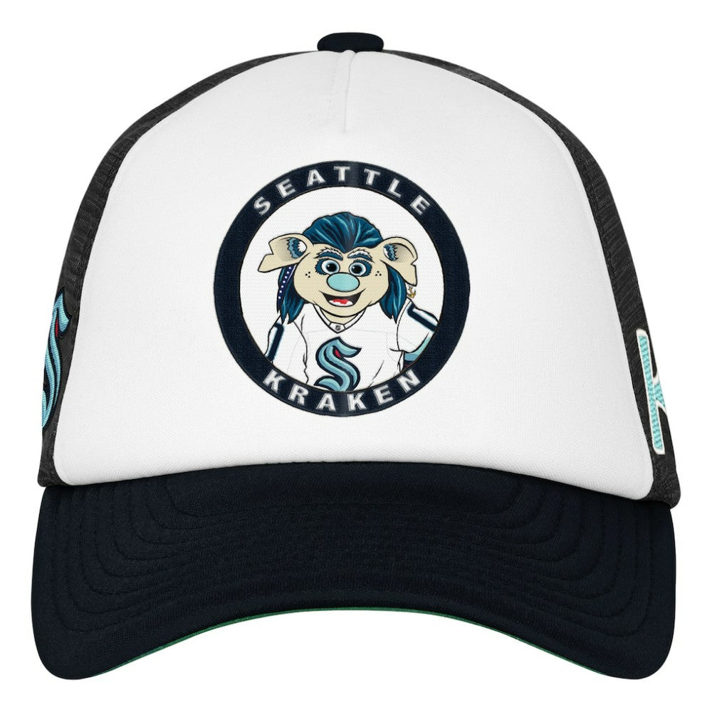 Seattle Kraken Mitchell & Ness Youth Mascot Adjustable Trucker Hat - White | NHL near me