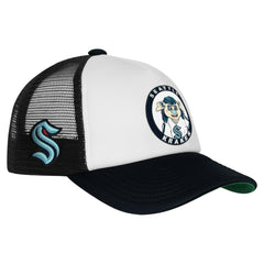 Seattle Kraken Mitchell & Ness Youth Mascot Adjustable Trucker Hat - White | NHL near me
